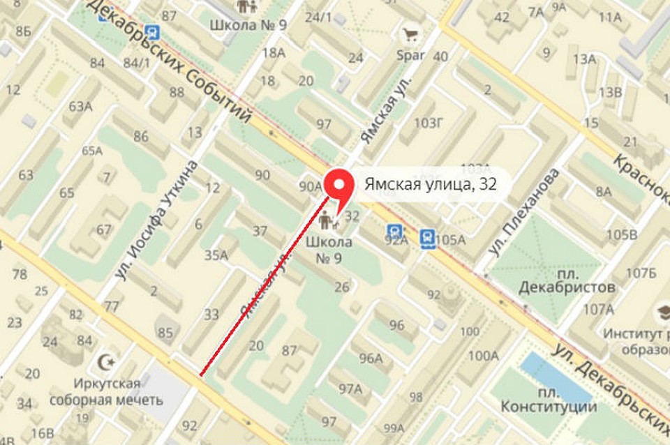 Проезд по улицам Жигулевская и Ямская в Иркутске закрыли на неделю. Фото: Яндекс.Карты.