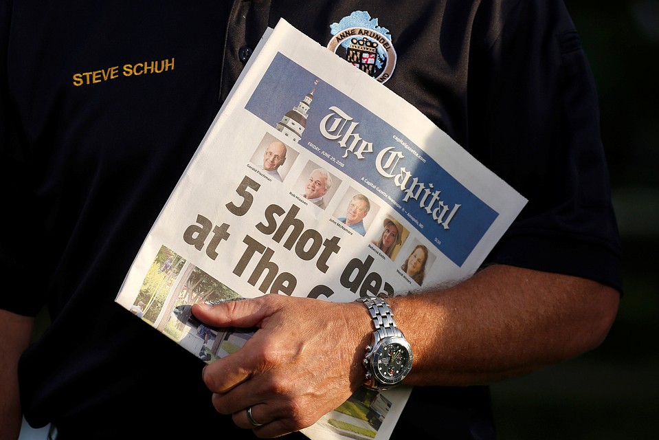Выпуск Capital Gazette, вышедший после расстрела журналистов.