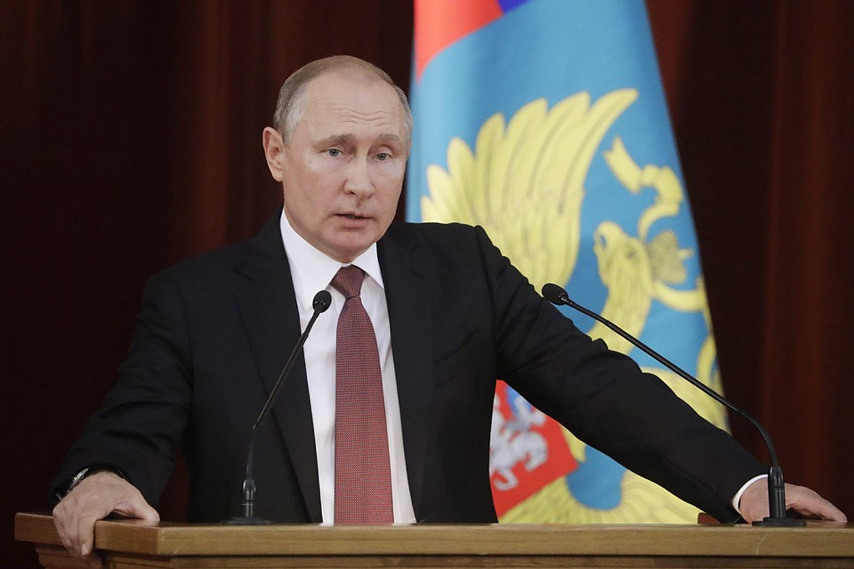 Владимир Путин во время выступления в Министерстве иностранных дел РФ. Фото: Михаил Метцель/ТАСС