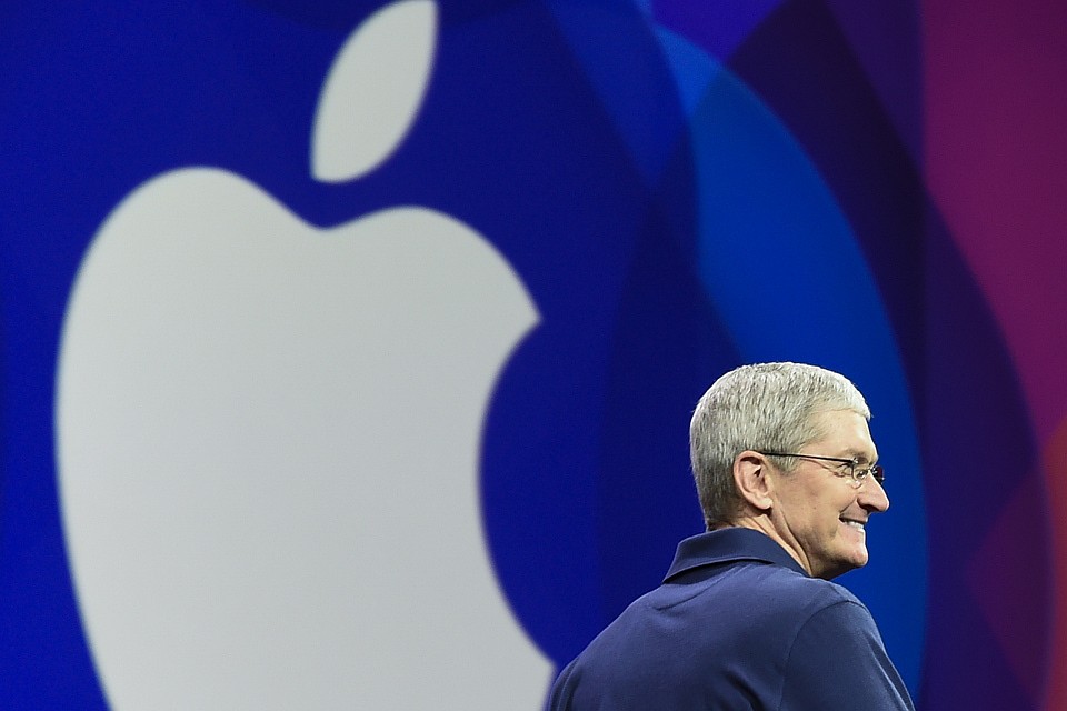 Глава компании Apple Тим Кук на презентации новинок.
