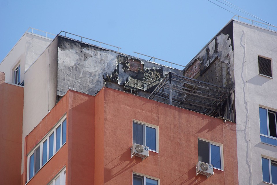 Балкон полностью выгорел