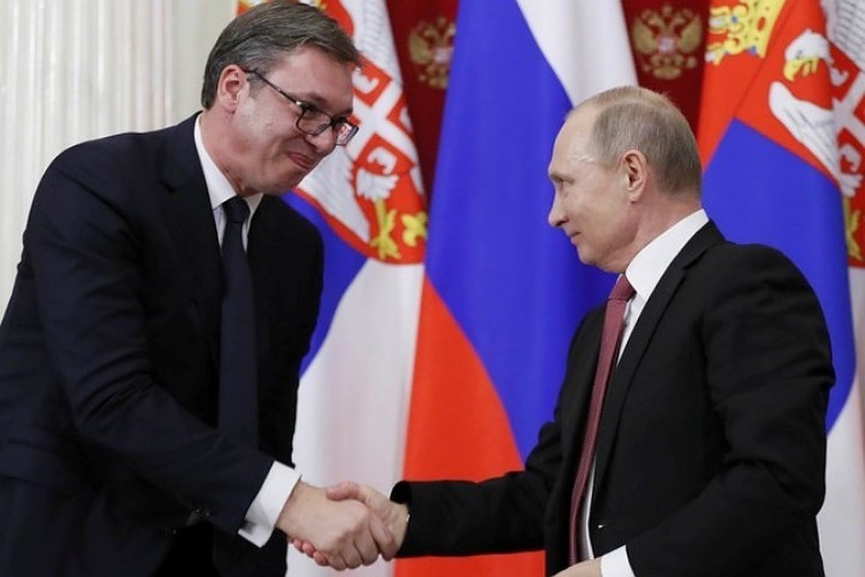 Президенты Сербии и России Александр Вучич и Владимир Путин на встрече в Кремле
