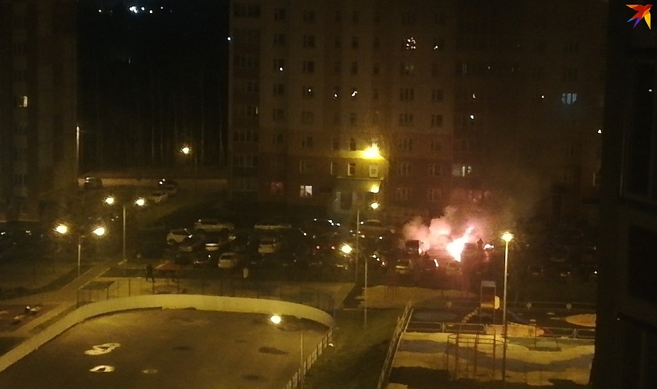 Пожар на парковке в Болховском микрорайоне