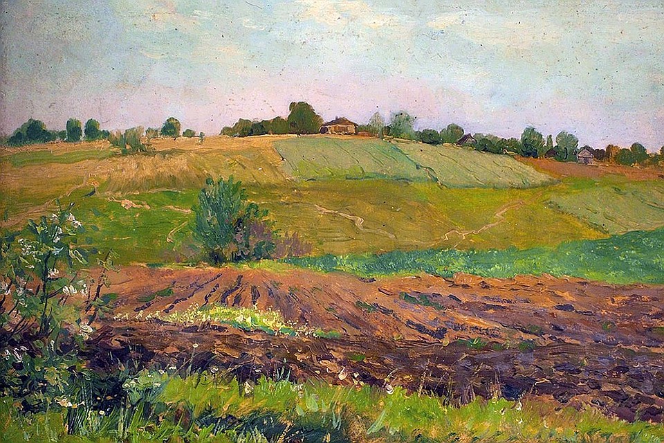 Фрагмент картины Исаака Левитана «Летний пейзаж. Пашня»