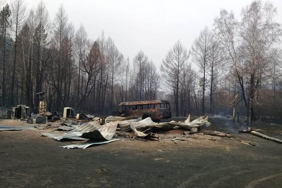 Появилось видео последствий пожара в Большом Голоустном.