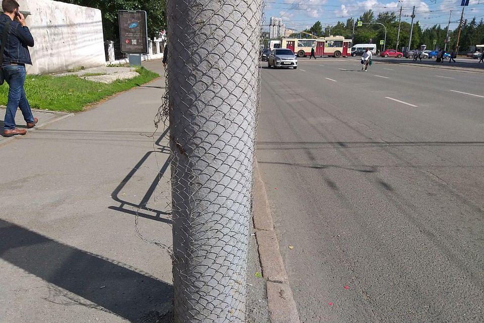 Обмотанные сеткой столбы в центре города смотрятся ужасно.