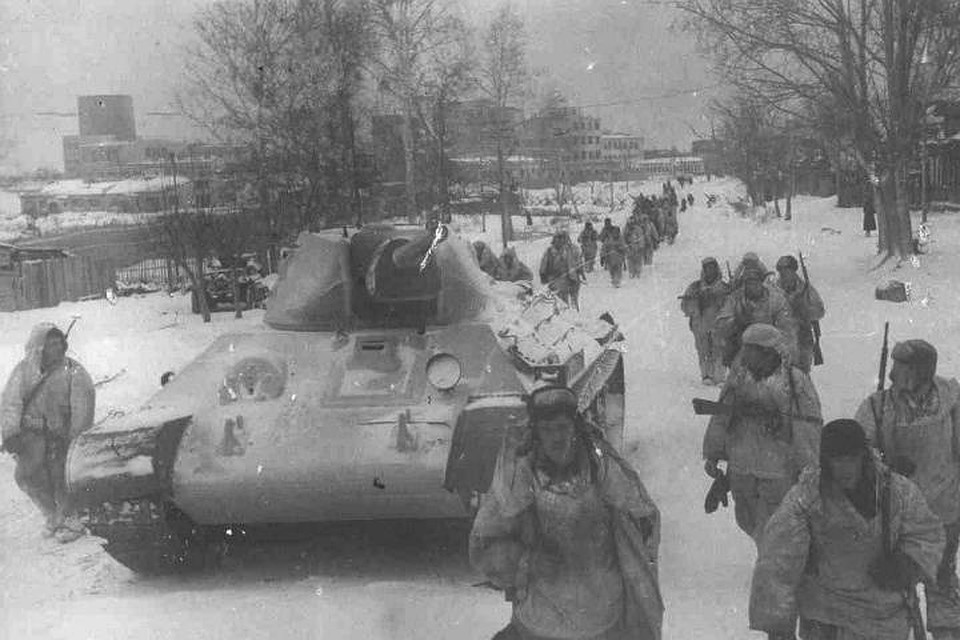 Бойцы Красной Армии в подмосковном Клину.