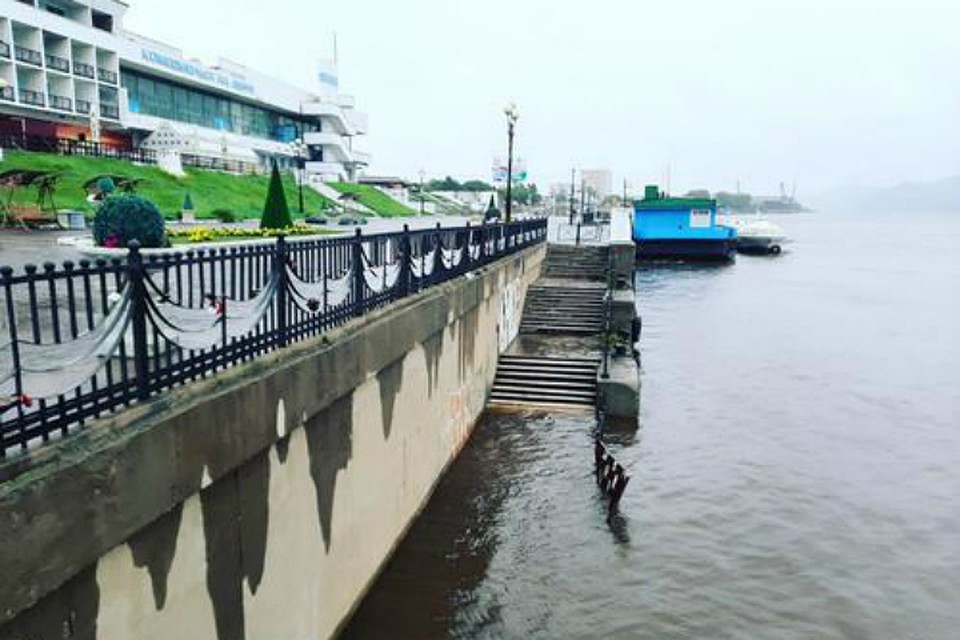 Уровень Амура в Комсомольске 19 августа 2019: вода выше отметки неблагоприятного явления
