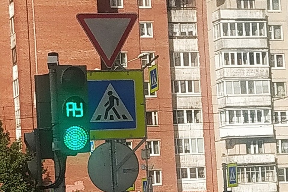 "Потерявшийся" светофор "кричит" "АУ" на перекрестке в Петербурге