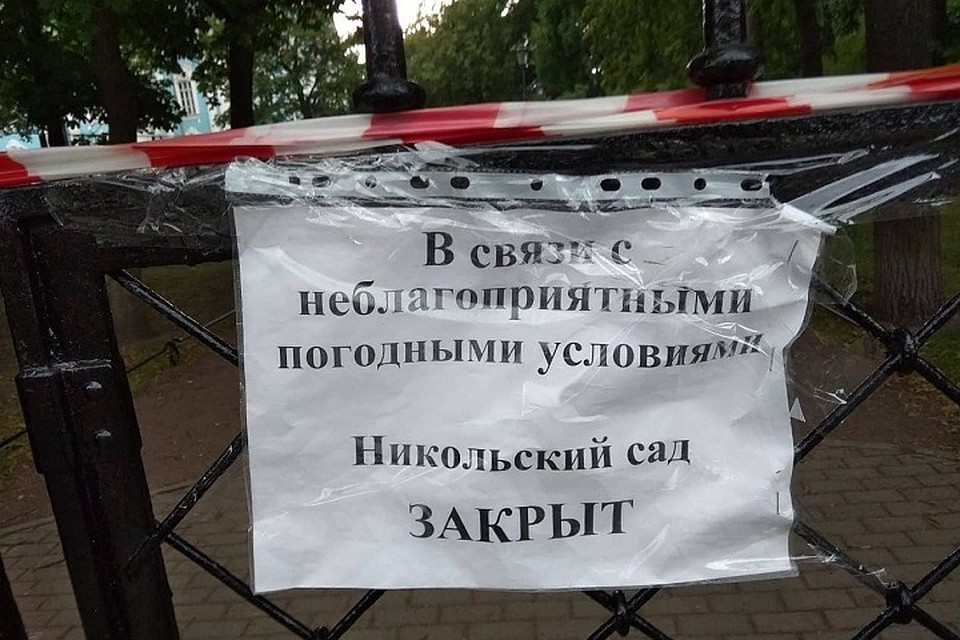 На время шторма Никольский и еще семь городских садов будут закрыты. Фото: vk.com/kb_spb