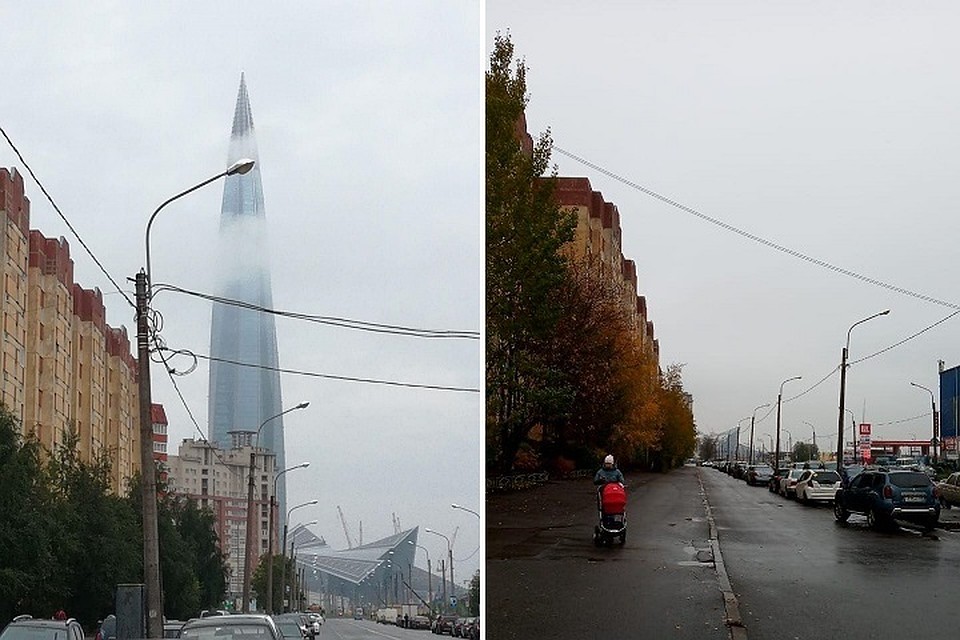 Туман "украл" башню "Лахта Центра"