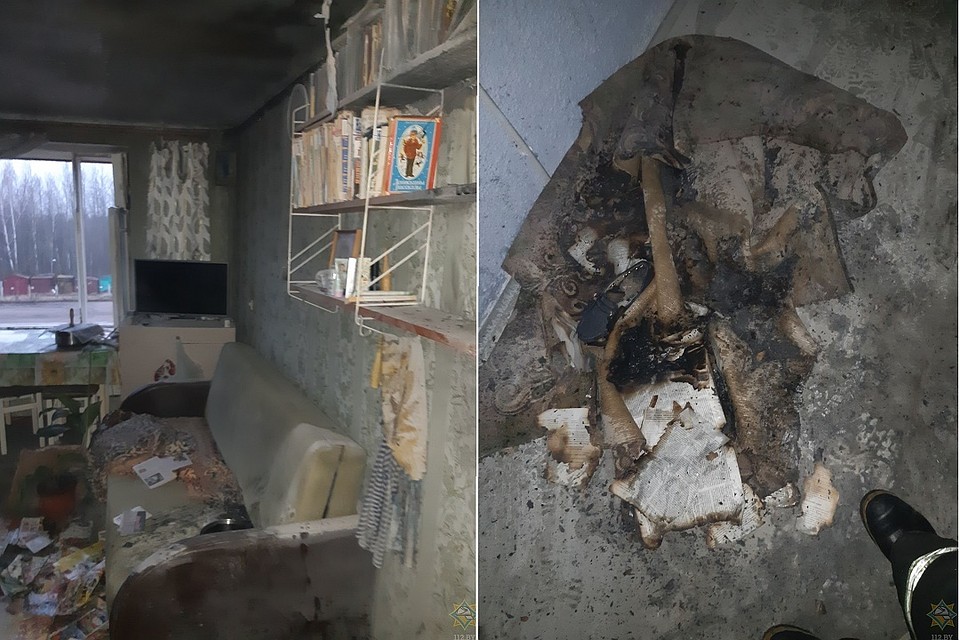 Загорелось имущество в комнате на 3 этаже общежития. Фото: МЧС.