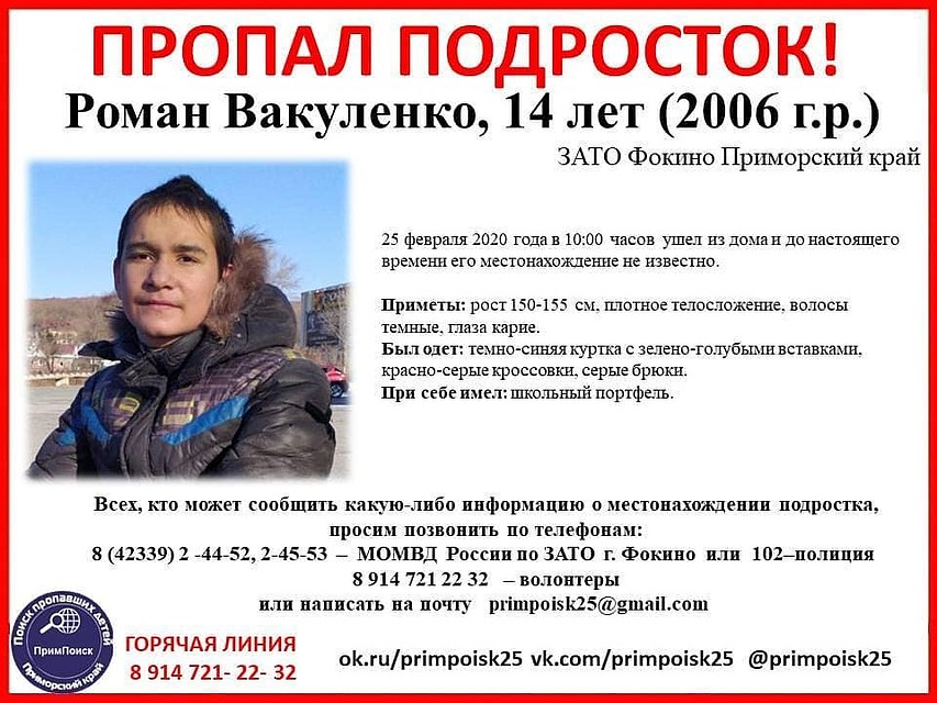 Мальчик ушел из дома вчера утром, но обратно так и не вернулся. Фото: Примпоиск.
