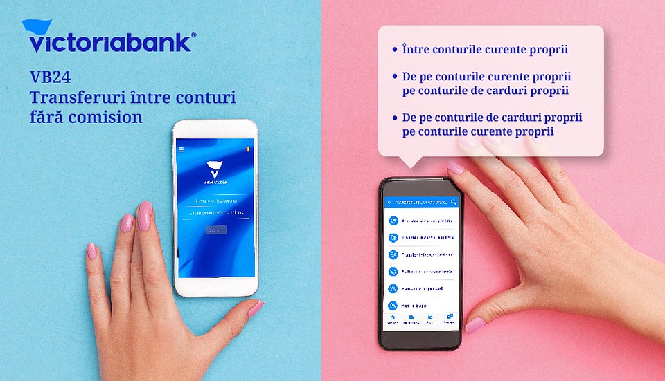 Transferuri intre conturi proprii cu 0% comision prin VB24