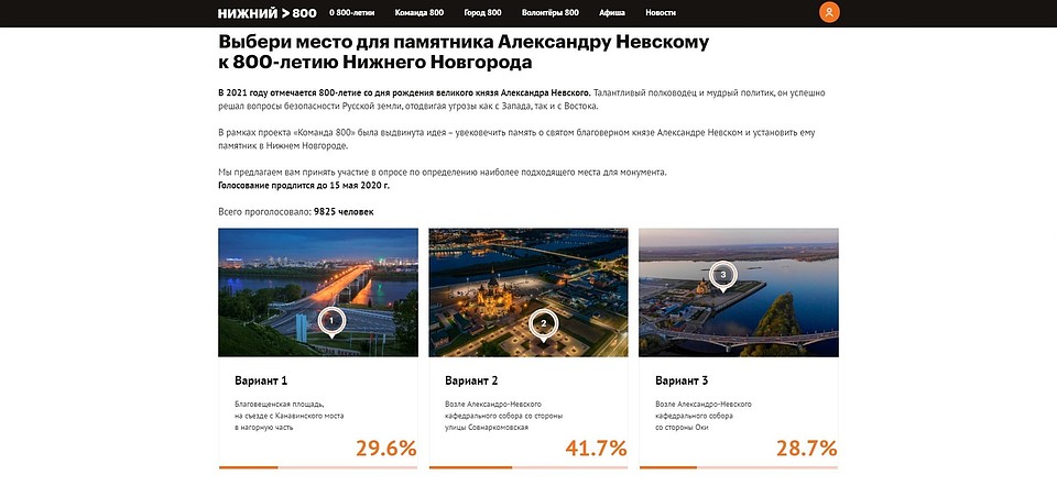 Жители Нижнего Новгорода определились с местом установки памятника князю Александру Невскому