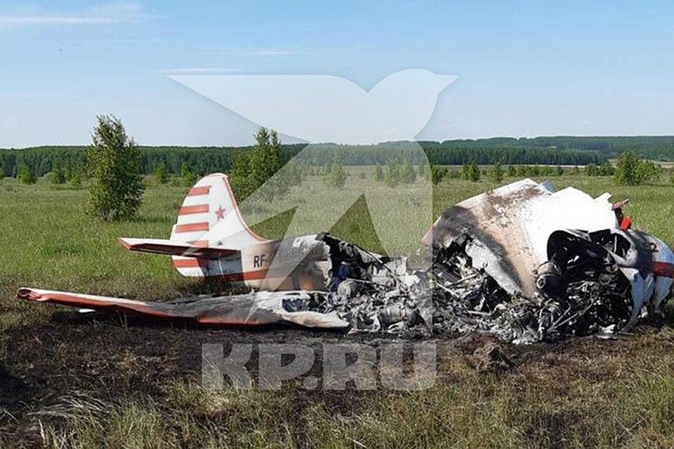 Кадры с места падения ЯК-52 под Нижним Новгородом