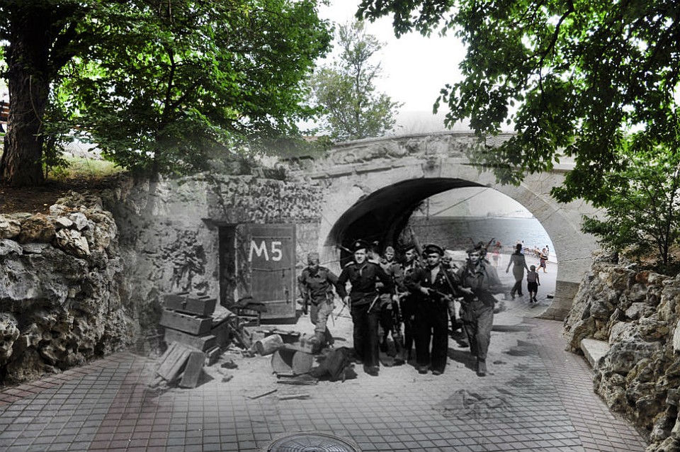 Севастополь, 1944-2012 Драконий мостик. Советская морская пехота освобождает город от гитлеровцев.