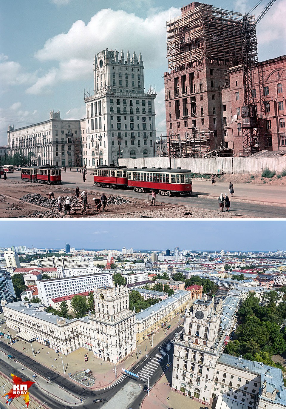 Ворота Минска начали строить в конце 1940-х годов. В начале 2000-х на фасад зданий вернулись скульптуры. Фото: Дмитрий ЛАСЬКО