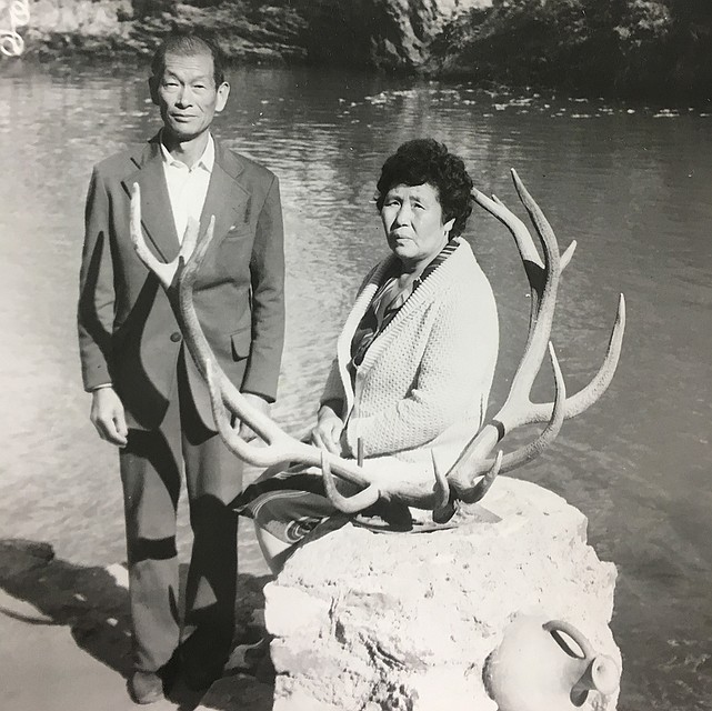 Ко Кан Саи и Юн Им Сун на одном из советских курортов.