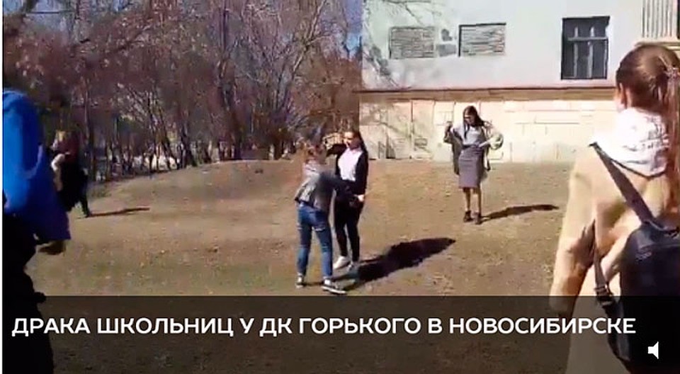 В Новосибирске восьмиклассницы устроили уличные бои Фото: кадр с видео