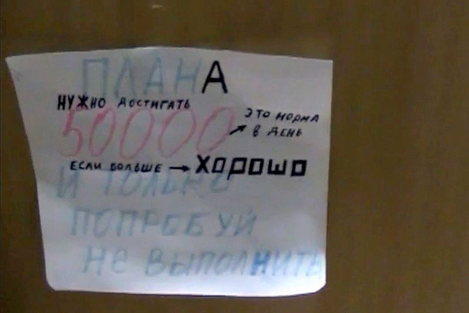 План, который висел у каждого оператора на рабочем месте. На доверчивых стариках надо было заработать минимум 50 тысяч рублей в день.