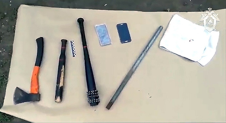 Изъятое следователями оружие, применявшееся в ходе массовой драки в Чемодановке. Фото: ОПЕРАТИВНАЯ СЪЕМКА