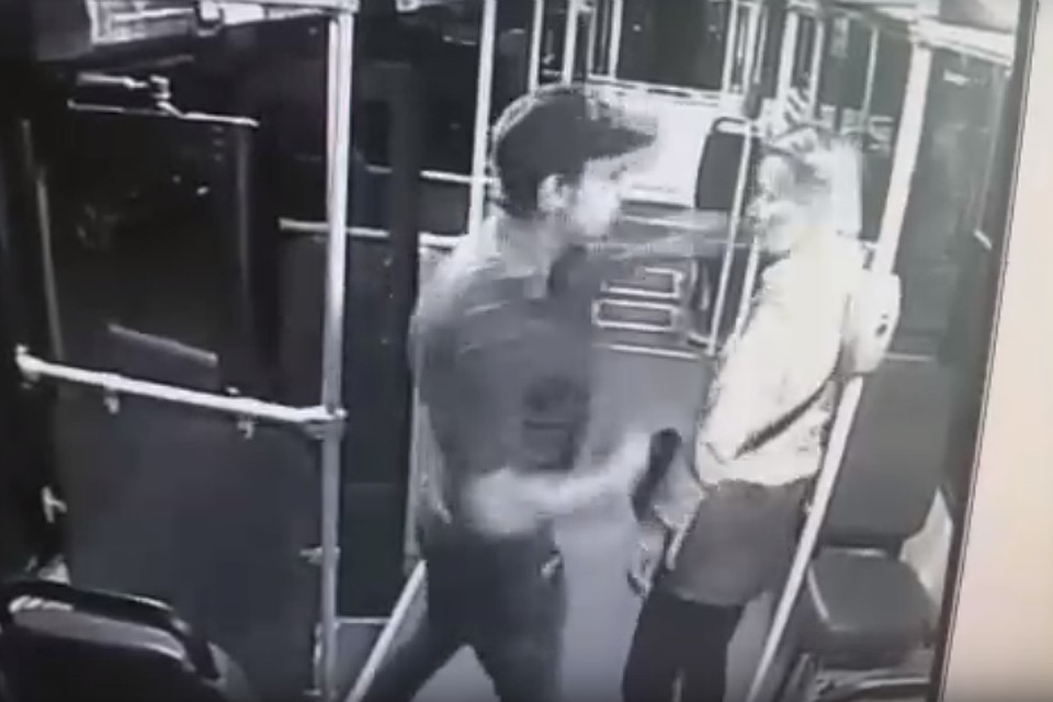 Неадекватный пассажир ударил кондуктора. Фото: скриншот видео.