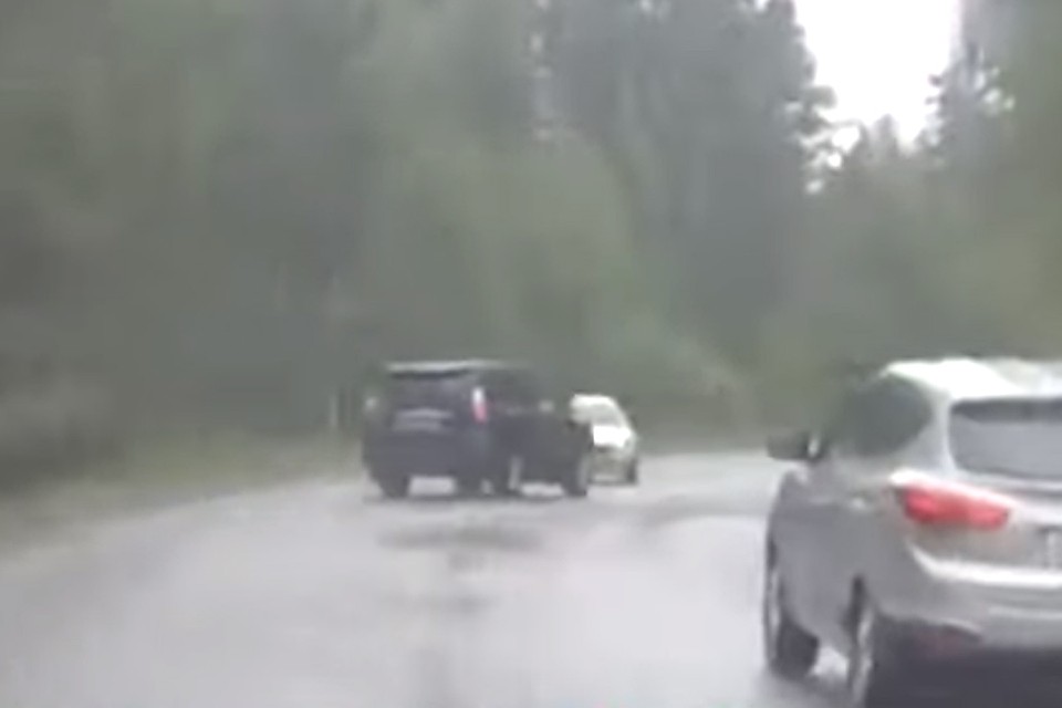 Видно, что водитель «Лады» уходит от столкновения, выворачивая руль влево. Фото: кадр из видео.