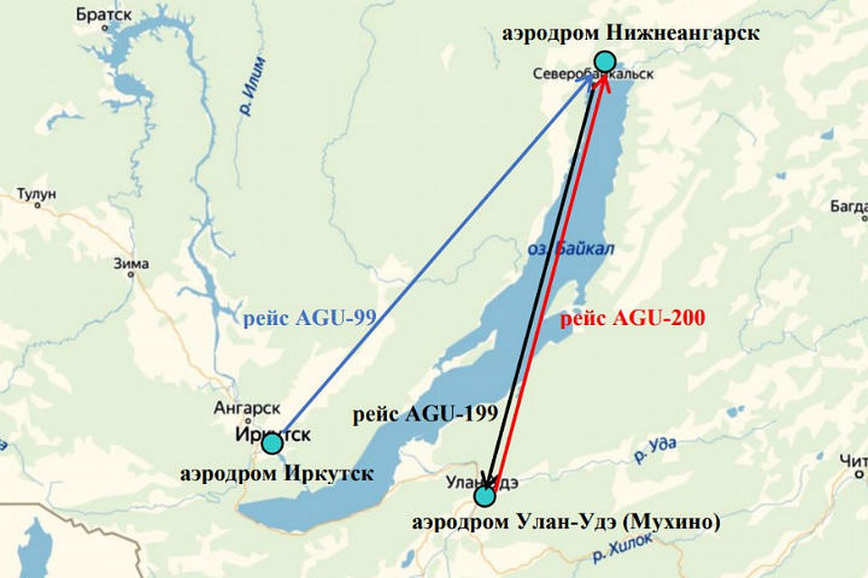 Схема полетов АН-24 26 и 27 июля. Фото: МАК.
