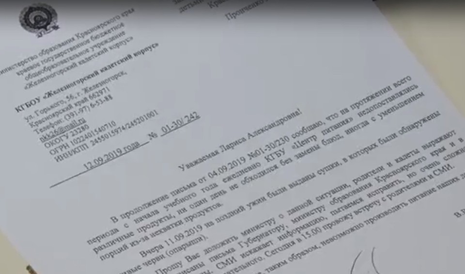Обращение директора. Фото: стоп-кадр "Муниципальное телевидение. Железногорск".