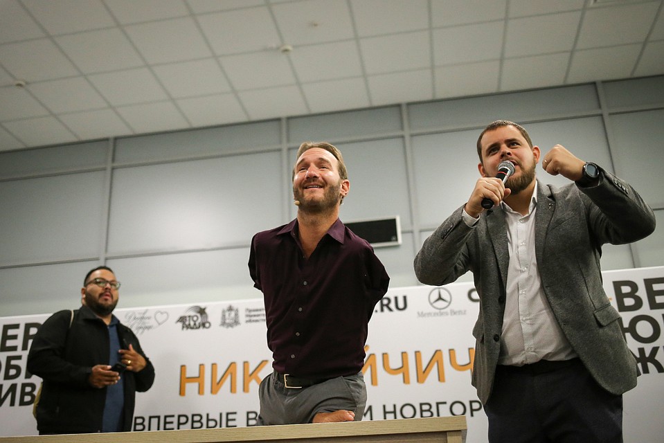 Встреча Ника Вуйчича с нижегородцами прошла на стадионе "Нижний Новгород". Фото: Анастасия МАКАРЫЧЕВА