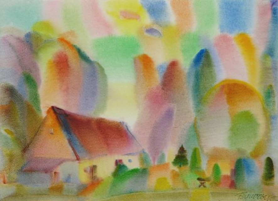 Лето за городом, 36,5х51 см, бумага, акварель, 2008 г.
