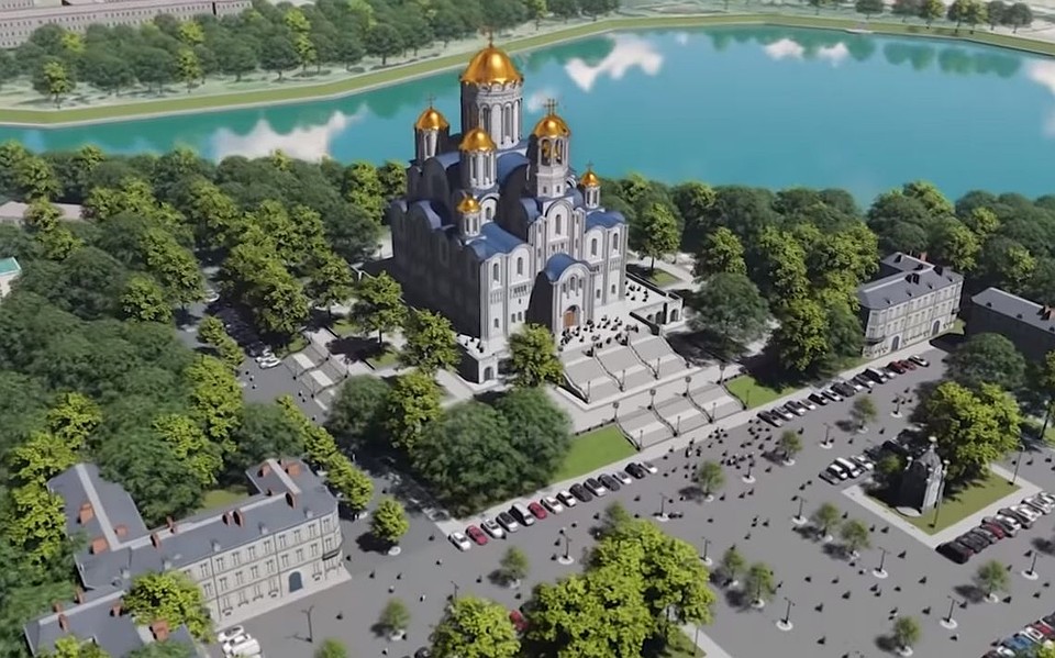 Так будет выглядеть собор, если его построят за Макаровским мостом. Фото: эскизы проекта