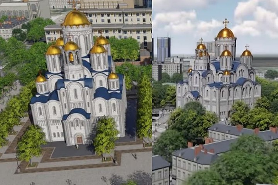 Слева - храм на месте Приборостроительного завода. Справа - за Макаровским мостом. Фото: эскизы проекта