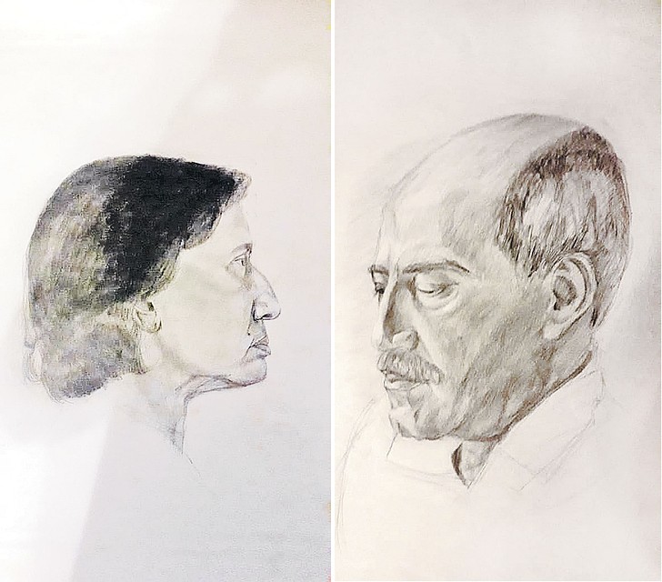 Правнук Сталина прекрасно рисует. На этих рисунках - портреты матери Селима Галины Джугашвили и его отца - Хосина Бенсаада.