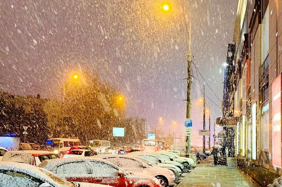Валил снег и в Новороссийске Фото: vk.com/nvrsk_life