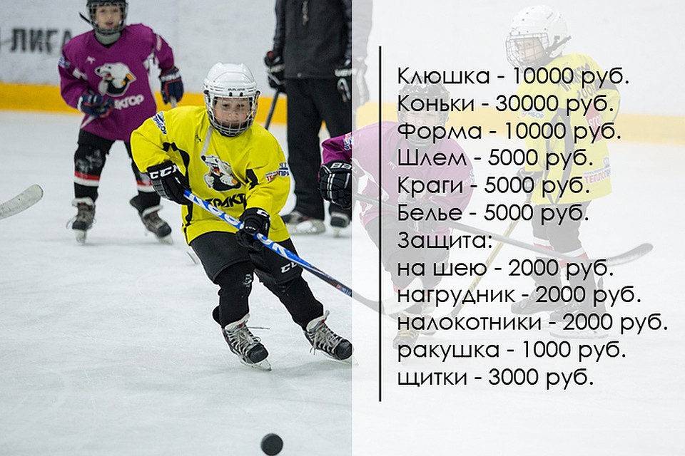 Примерная стоимость экипировки юного хоккеиста.