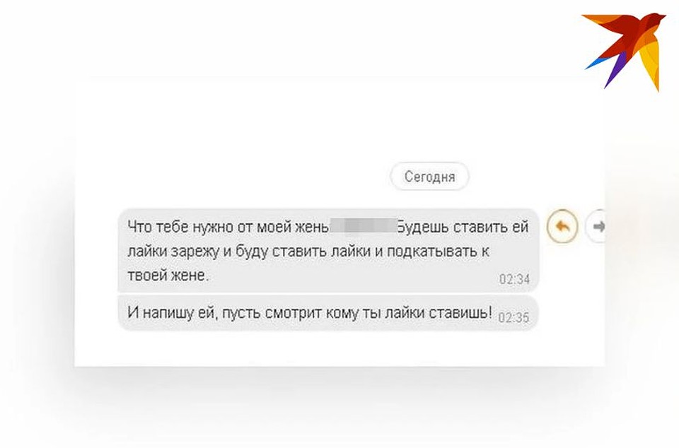 Одно из сообщений, отправленное знакомому Ирины.