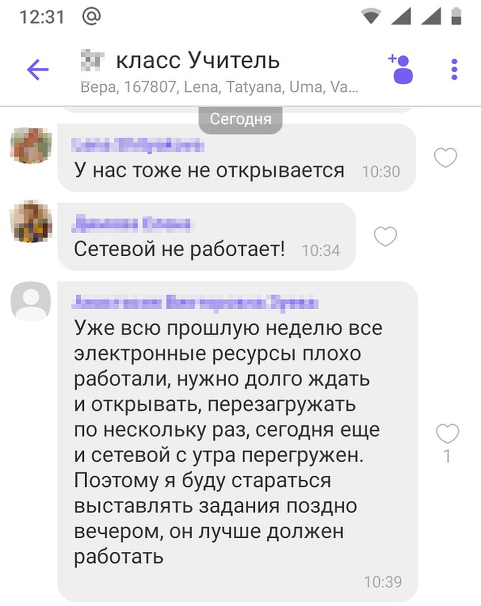 Скрин из чата класса.