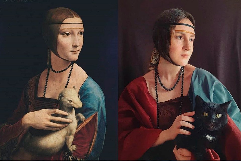 Леонардо Да Винчи "Дама с горностаем". Фото: instagram.com/brana_art/