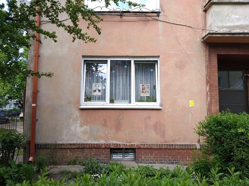 Портреты героев в окнах. Фото: Иван МАРКОВ