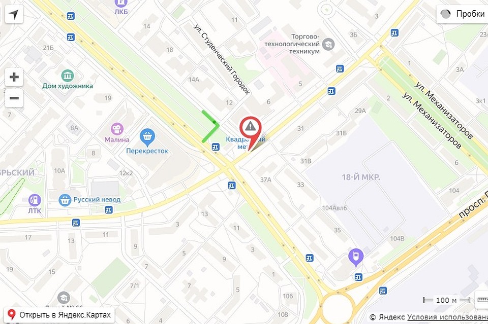 В Липецке перекроют выезд с Водопьянова на Папина Фото: Яндекс. Карты