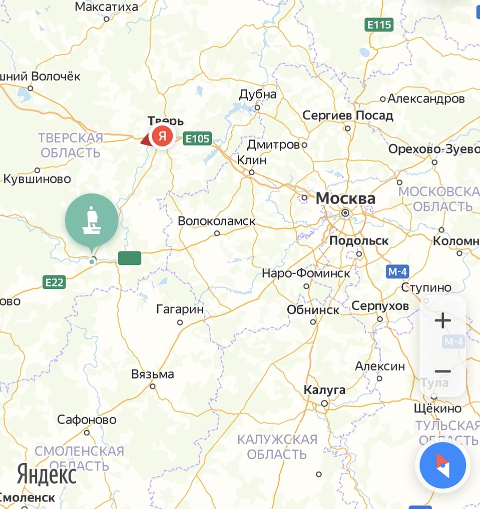 Маршрут к Ржевскому мемориалу на Яндекс карте. Графика: yandex.com
