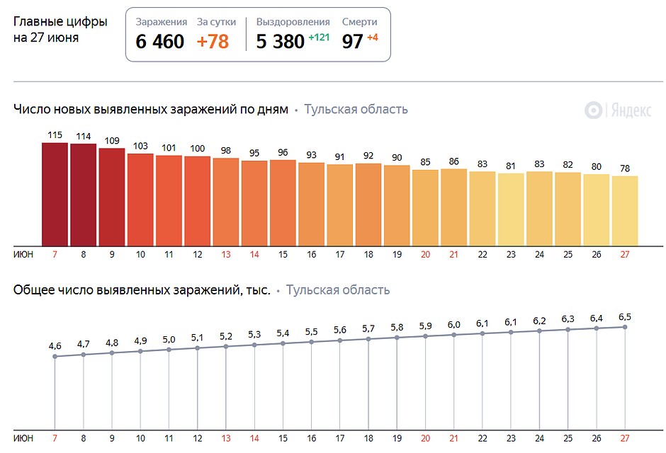 Мы собрали последние новости о коронавирусе в Тульской области на 27 июня 2020 года