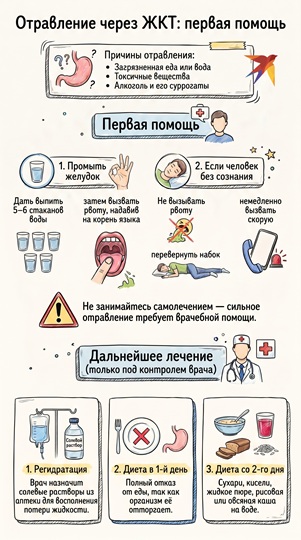 Отравление через ЖКТ: первая помощь