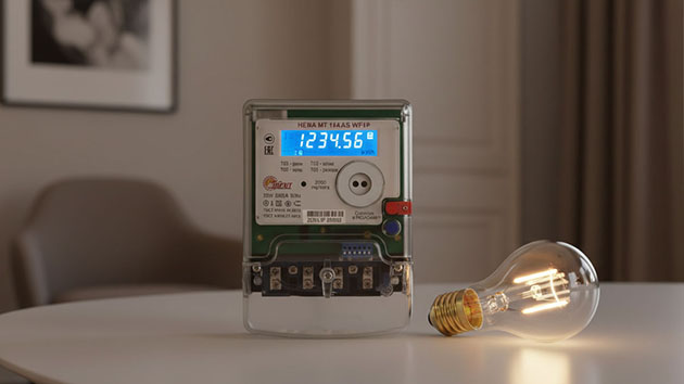 1Ф НЕВА МТ 114 AS WF1 P 5(60)A. Фото: Павел Громов / Нейросеть