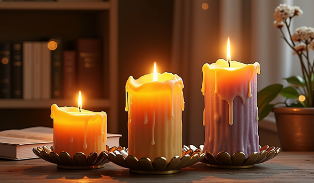 Ароматические свечи в красивых подсвечниках