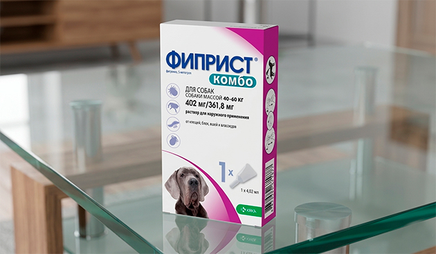 «Фиприст комбо» капли на холку для собак весом 40-60 кг от блох и клещей KRKA