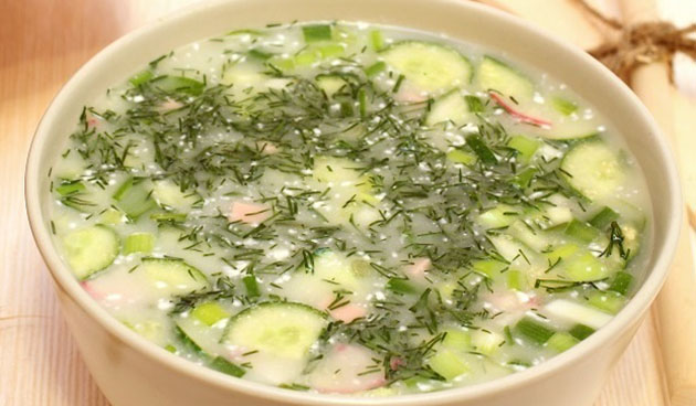 Окрошка на курином бульоне