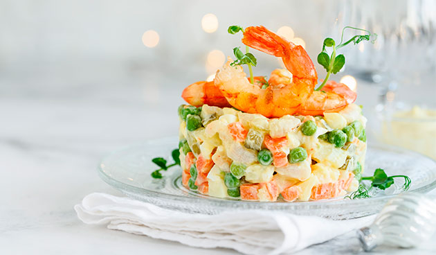 Оливье с креветками